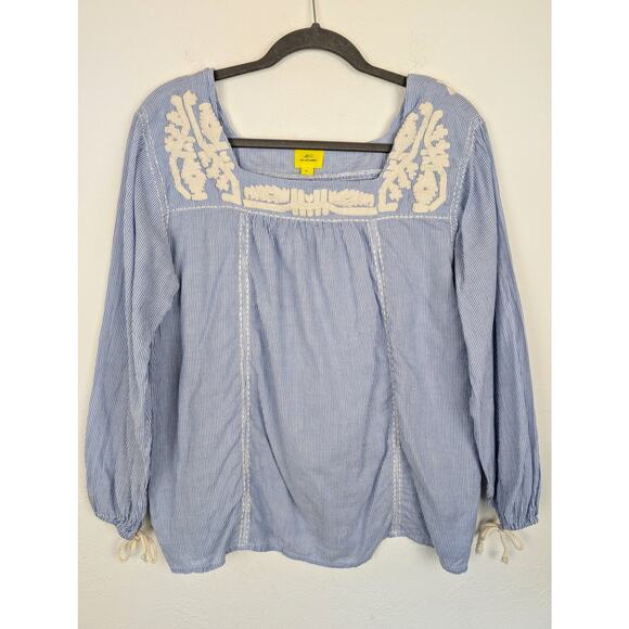 Roberta Roller Rabbit Maru Top Floral Embroidery Balloon Boho Nautical Size M - Picture 2 of 11